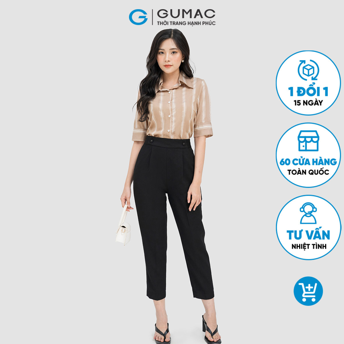 Quần baggy phối nút GUMAC QD04013