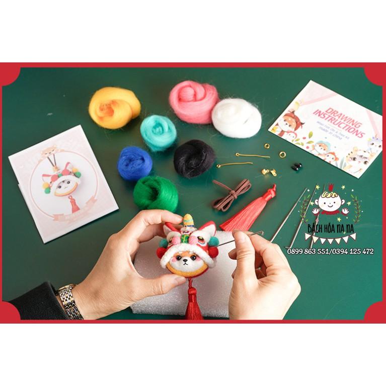 Gói nguyên liệu len chọc thú chibi Cute Lân đáng yêu Bách hóa Na na Handmade DIY