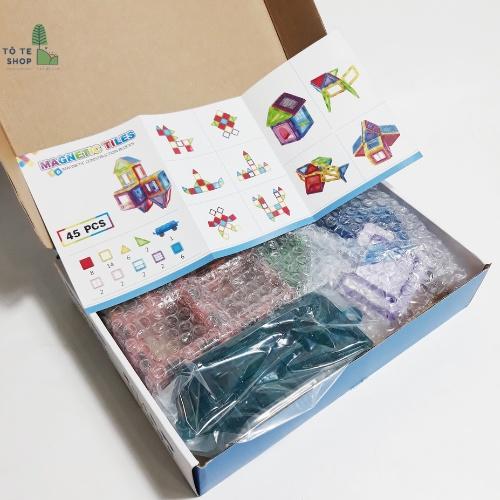 Đồ chơi xếp hình nam châm 45 chi tiết,xếp hình nam châm ánh sáng cầu vồng