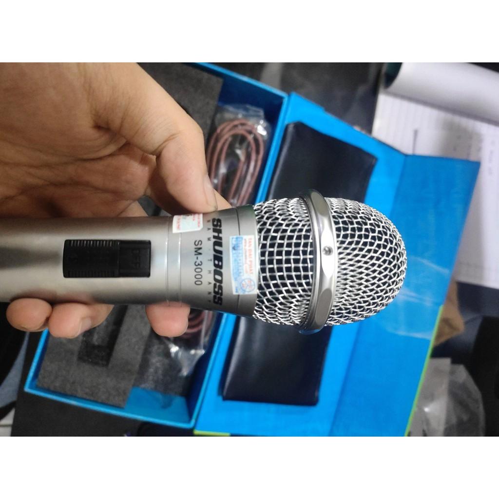 Micro có dây hát karaoke gia đình SHUBOSS SM3000 cao cấp hút âm tốt làm bằng kim loại sáng bóng chắc chắn, bảo hành 12th