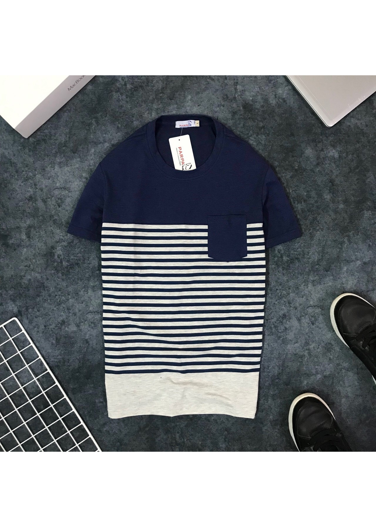Áo Thun Nam Cotton Cổ Tròn Phối Túi Co Giãn Tốt