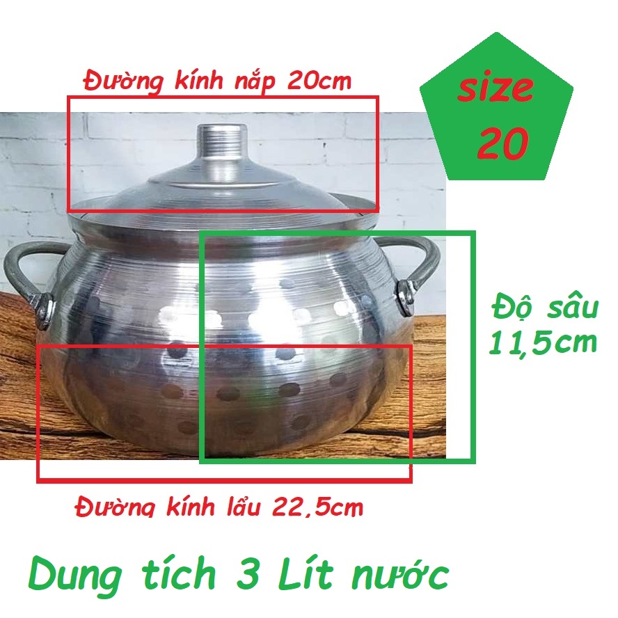 Nồi Lẩu BẦU THÁI mẫu MỚI SIÊU ĐẸP Size20. Lẩu NHÔM CỔ ĐIỂN. Dụng cụ bếp nấu lẩu được gò thủ công mang chất TRUYỀN THỐNG, dùng làm Lẩu Mắm, Tái, CUA ĐỒNG các món Soup. Chuyên DECOR cho các sự kiện món ăn DÂN DÃ DÂN TỘC