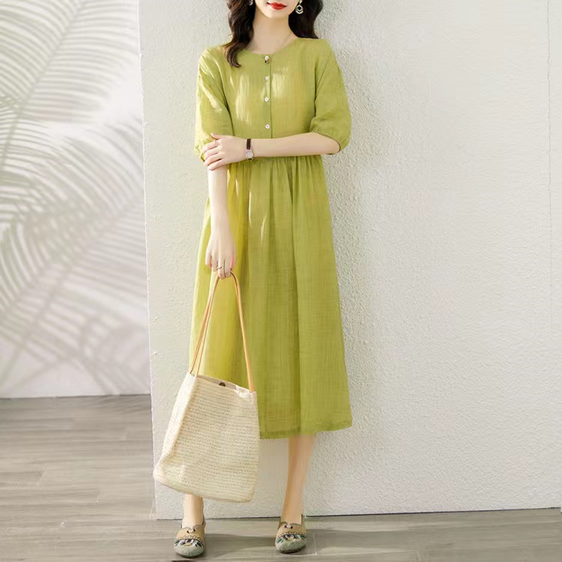 Đầm linen dáng suông thiết kế mặc được nhiều kiểu, Váy linen suông dài phong cách thanh lịch ARCTIC HUNTER