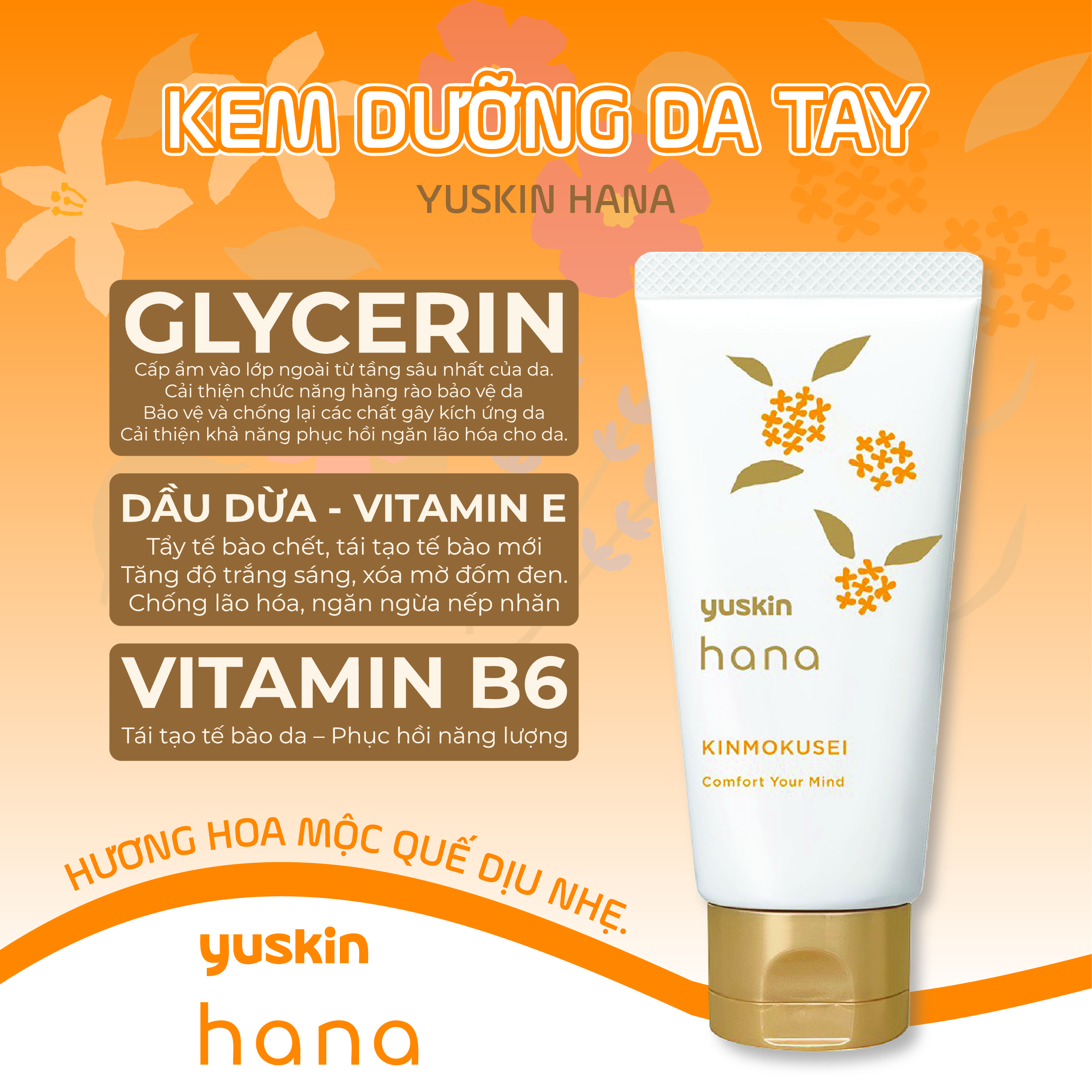 Kem Dưỡng Da Tay Hương Hoa Mộc Quế Yuskin Hana Kinmokusei (Tuýp 50G)