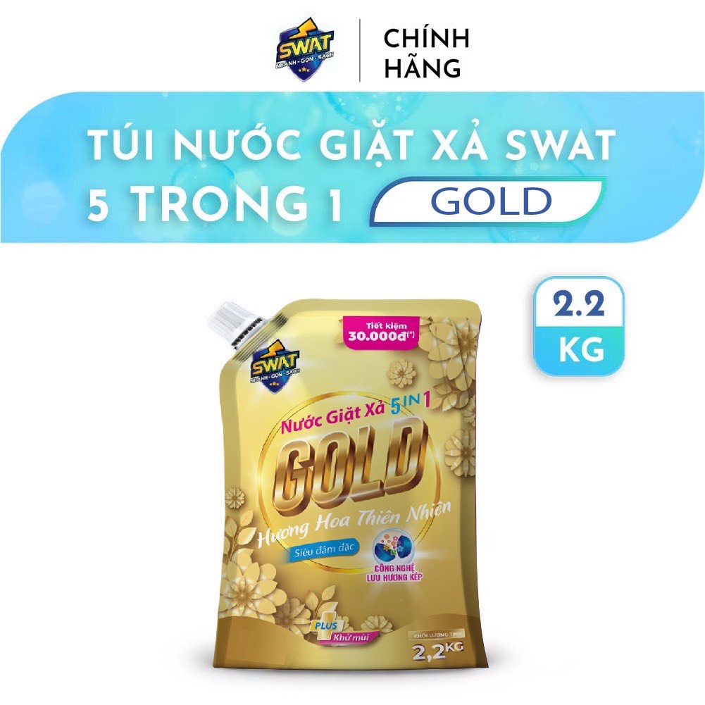 Nước Giặt Xả GOLD 5 in 1 SWAT hương Coco Mademoiselle sang trọng Túi 2.2Kg Tiện Dụng diệt khuẩn lưu hương lâu