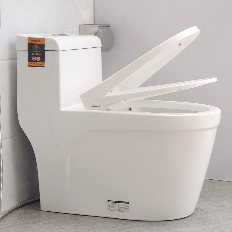 Bồn cầu 1 khối men Nano tuyết bóng sáng, nắp đóng siêu êm, 2 chế độ xả Eurolife EL-BC216