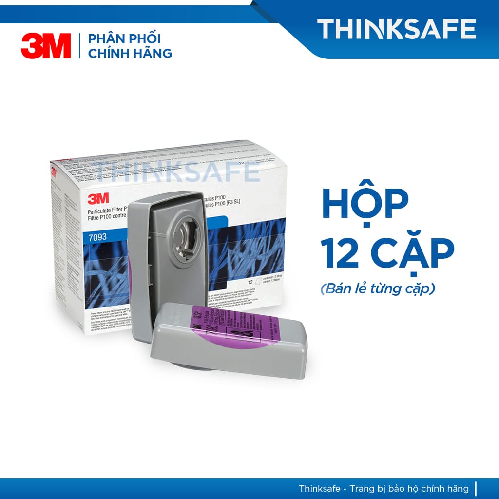 Mặt nạ phòng dịch 3M Thinksafe, tiêu chuẩn N95, phòng dịch, lọc bụi mịn pm2, bảo vệ hô hấp, 3M chính hãng -7502/7093