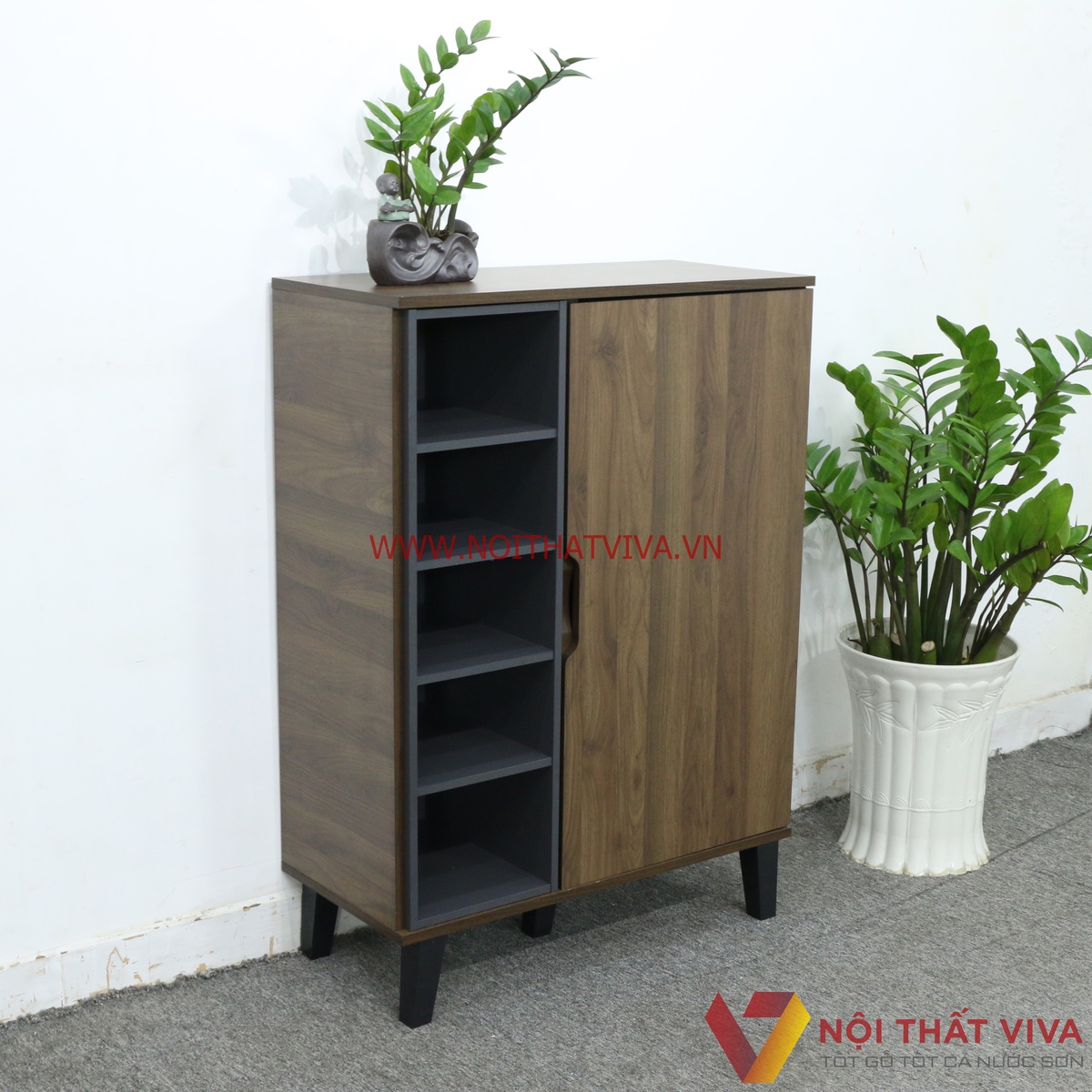 Tủ Giầy Gỗ Ép 5 Tầng Chân Cao Lắp Ráp Nhập Khẩu Hiện Đại Đẹp Tiện Dụng