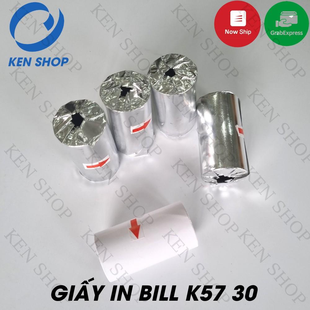 (combo 100 cuộn) Giấy In Bill K57-30mm, Giấy in Nhiệt cho máy in bill cầm tay, máy pos cầm tay, máy quẹt thẻ.