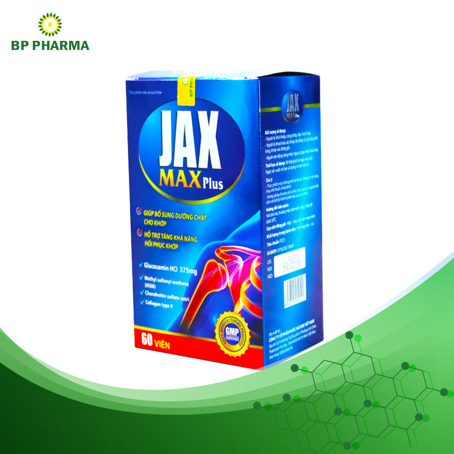 Viên Nang Mềm JAX MAX Plus Giúp Bổ Sung Dưỡng Chất Cho Khớp, Hỗ Trợ Khả Năng Hồi Phục Khớp - Lọ x60 Viên