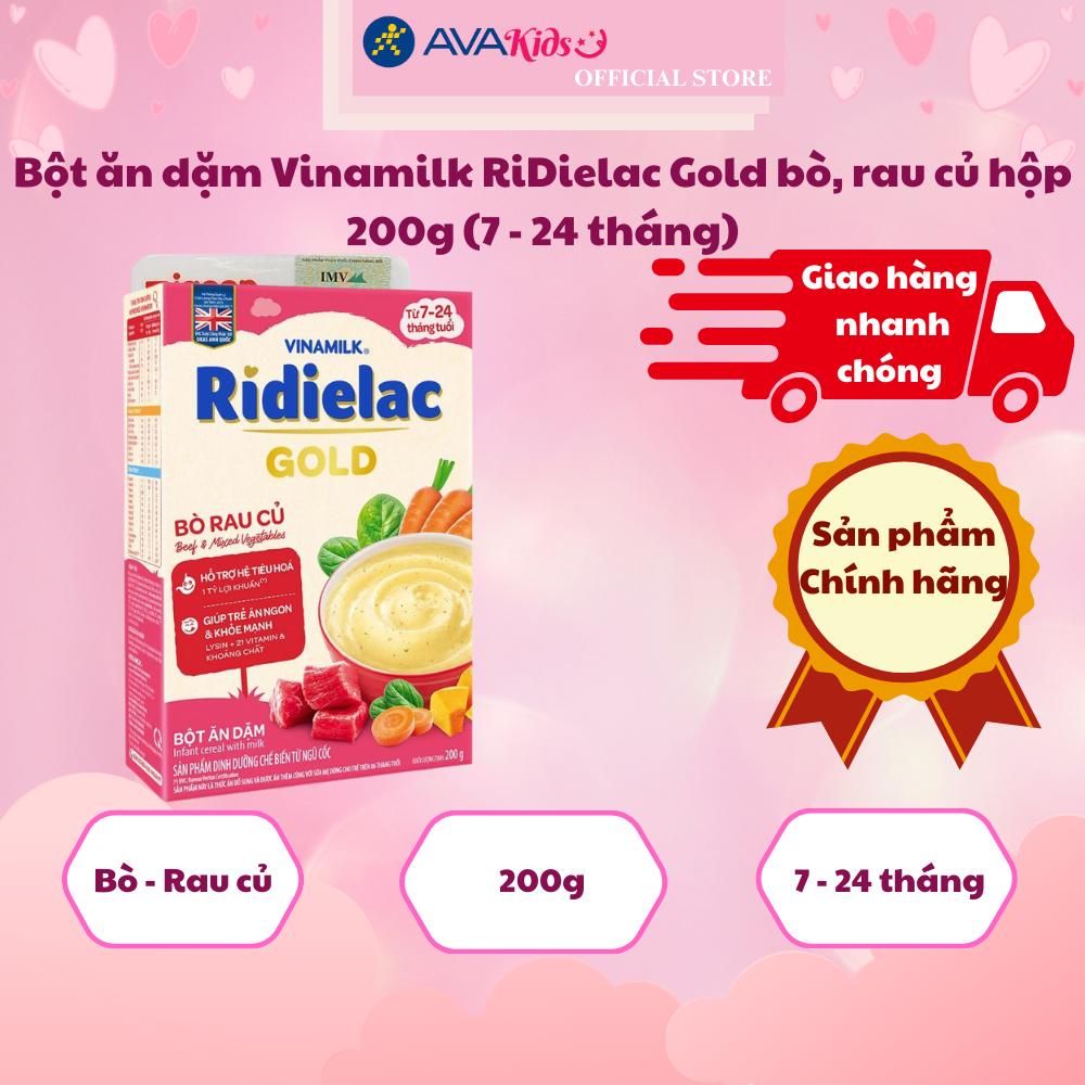 Bột ăn dặm Vinamilk RiDielac Gold bò, rau củ hộp 200g (7 - 24 tháng)