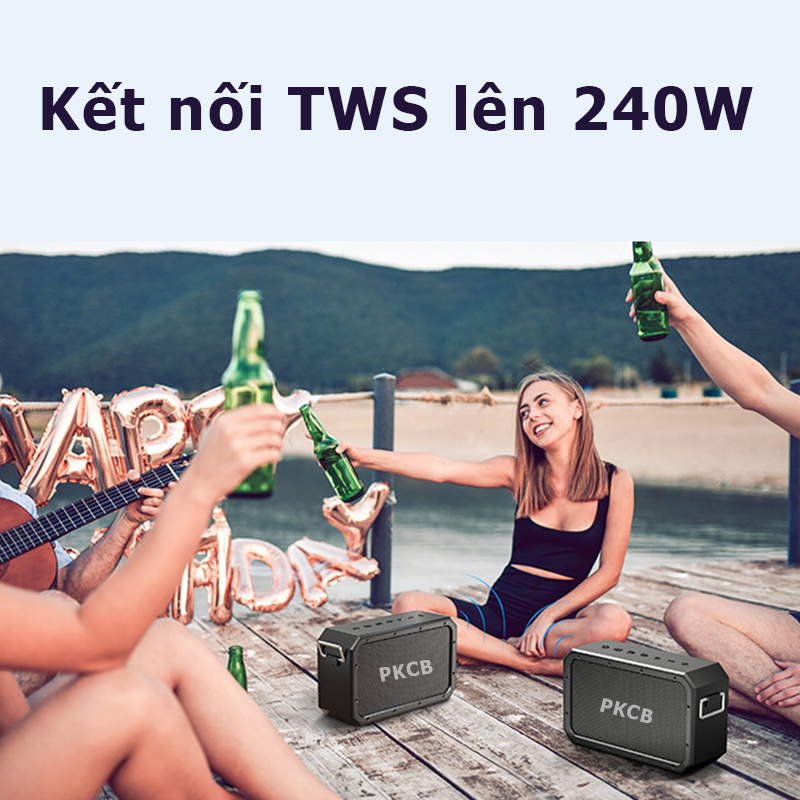 Bộ Loa Bluetooth không dây nghe nhạc, micro bluetooth không dây hát Karaoke cao cấp 120W công suất lớn Super Bass có cổng usb, thẻ nhớ, line 3.5mm pin 15600MAH sạc Type C Chip DSP loa kết nối TWS lên 240W Hàng Chính Hãng PKCB