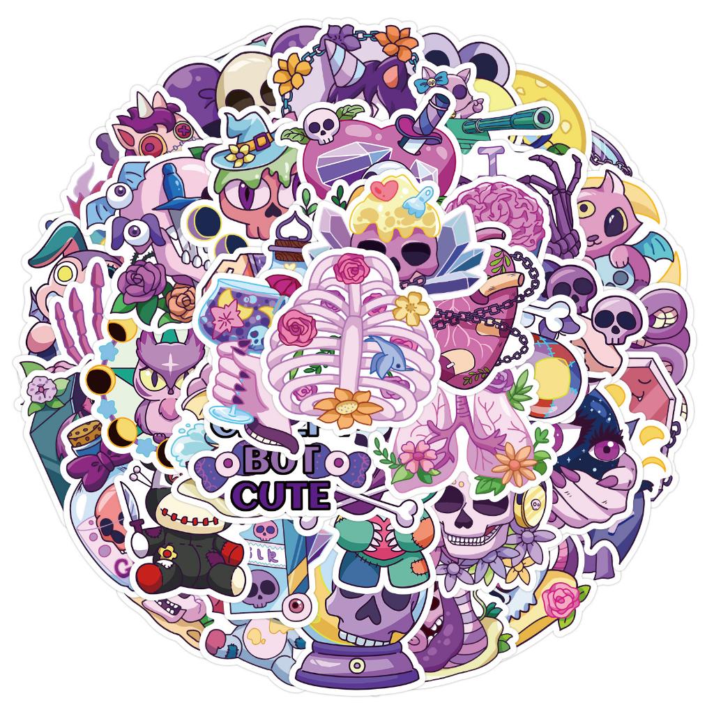 Sticker GOTHIC TONE TÍM CHIBI 2 hoạt hình trang trí mũ bảo hiểm,guitar,ukulele,điện thoại,sổ tay,laptop-mẫu S155
