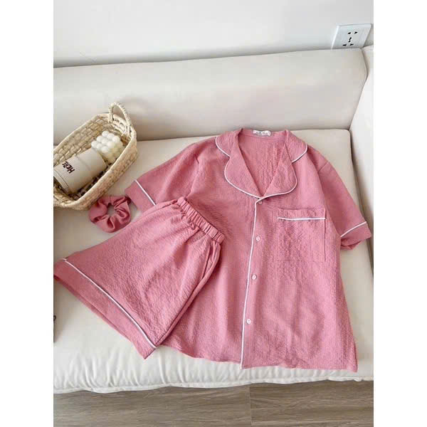Bộ ngủ pijama nữ ngắn tay quần đùi mặc nhà chất đũi siêu xinh freesize dưới 50kg