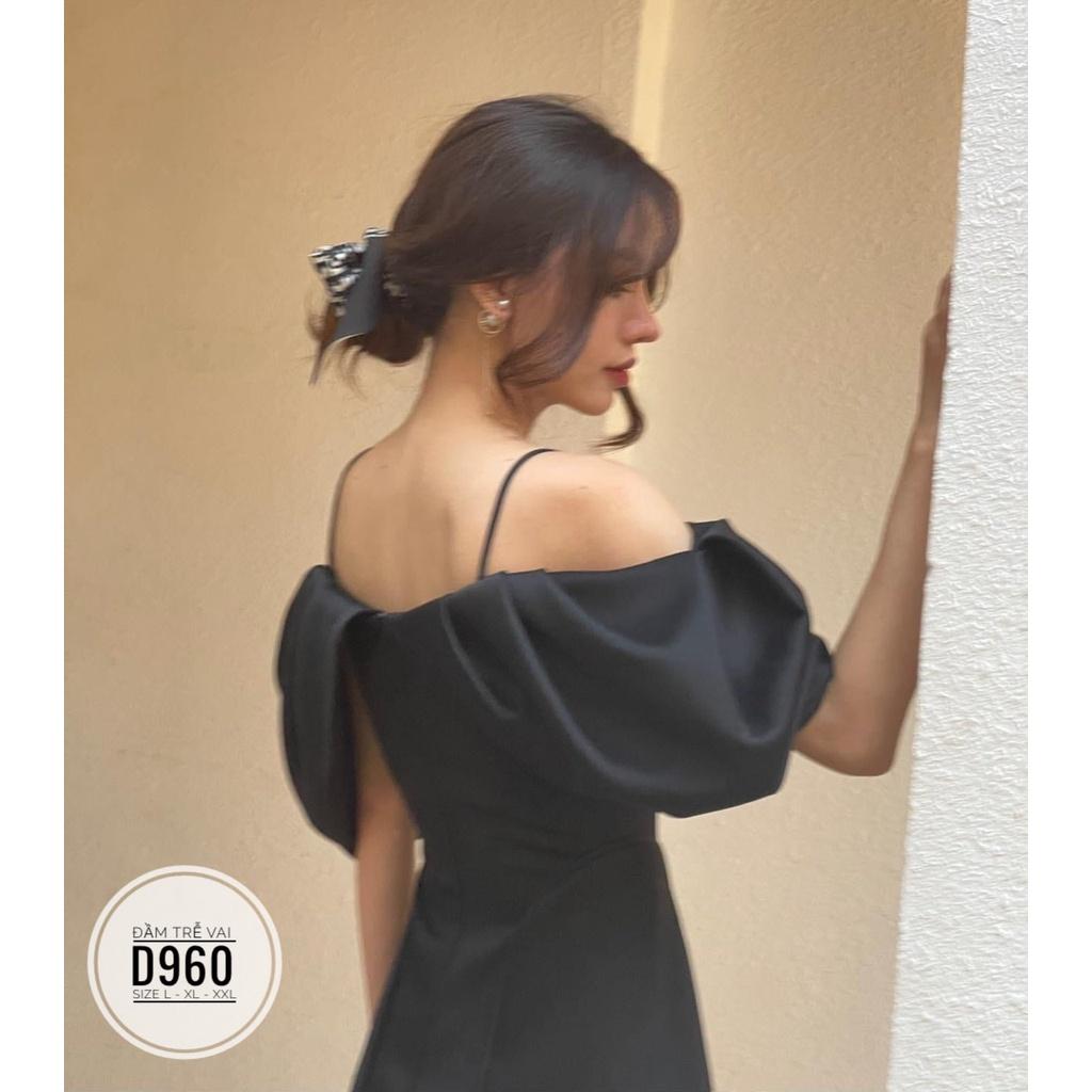 ĐẦM DỰ TIỆC TRỄ VAI BIG SIZE MÀU ĐEN SANG CHẢNH