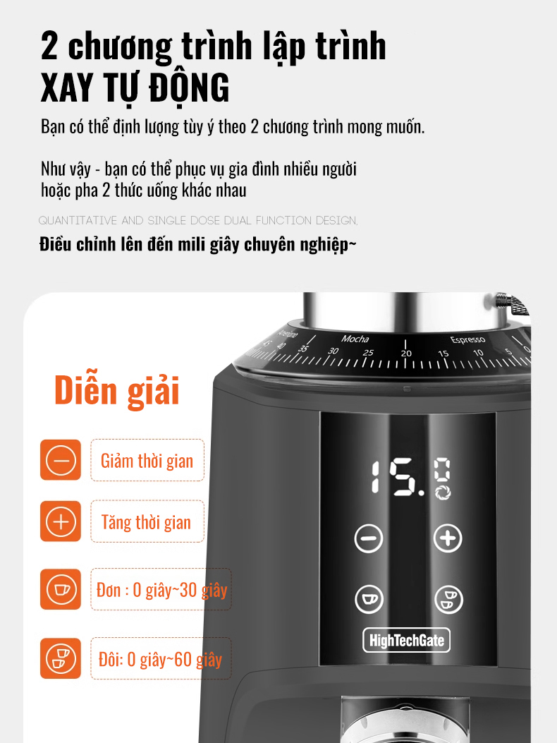 Máy Xay Cà Phê G9A Tự Động 2 Lập Trình, 100 Cấp Xay Cực Mịn, Thương Mại Chuyên Nghiệp, Bản Nâng Cấp, hàng chính hãng