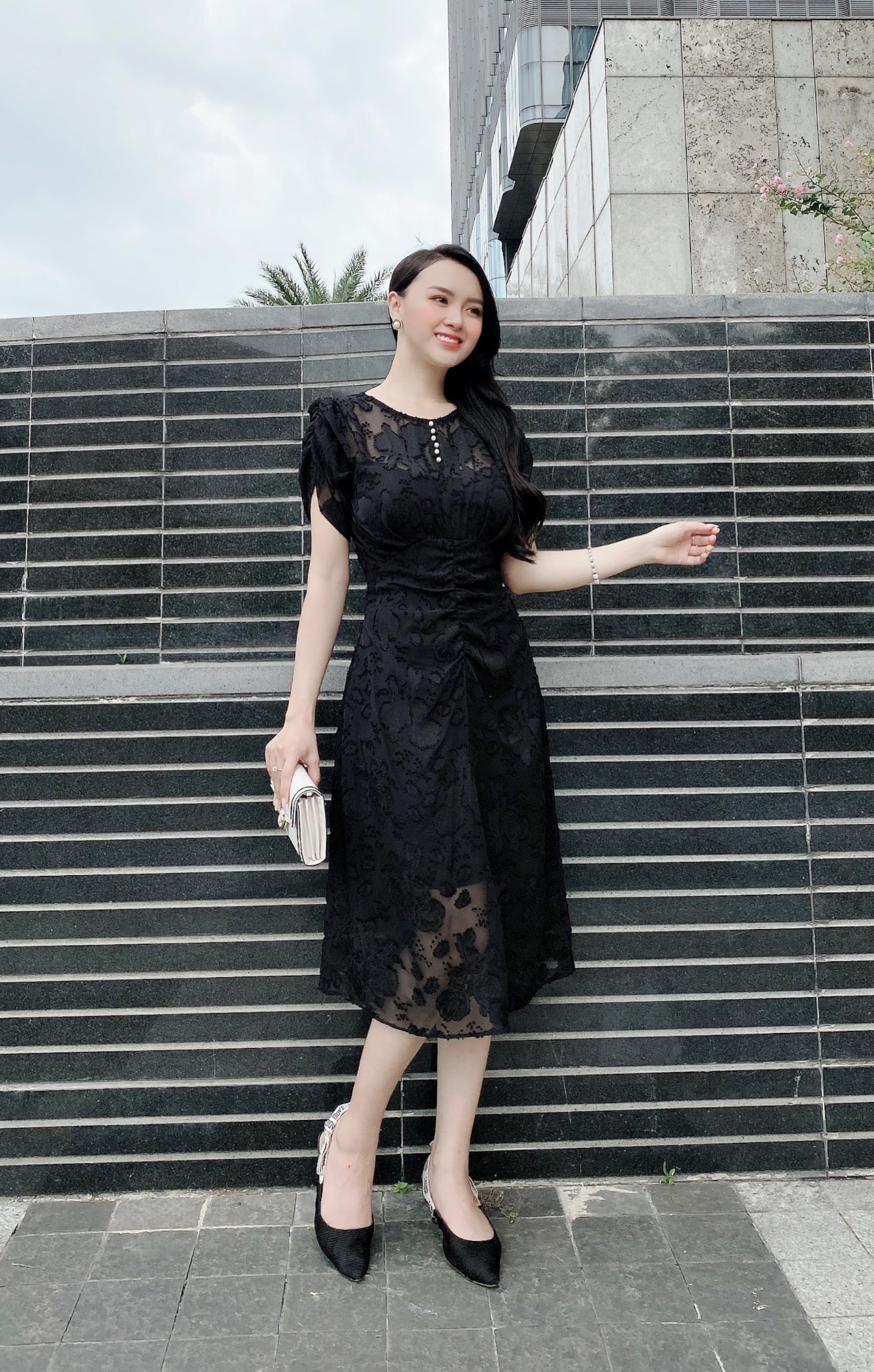 ĐẦM XÒE REN ĐÍNH HẠT CAO CẤP