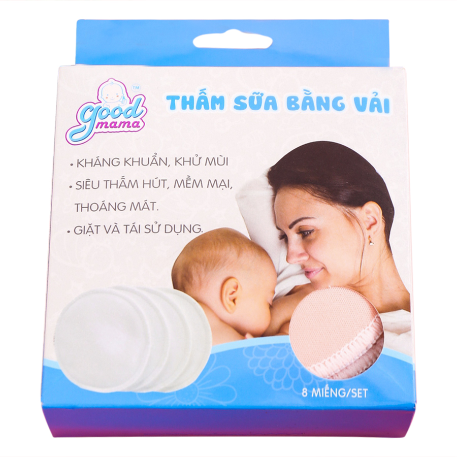 Miếng Lót Thấm Sữa Giặt Được Bằng Vải Goodmama (Hộp 8 Miếng)