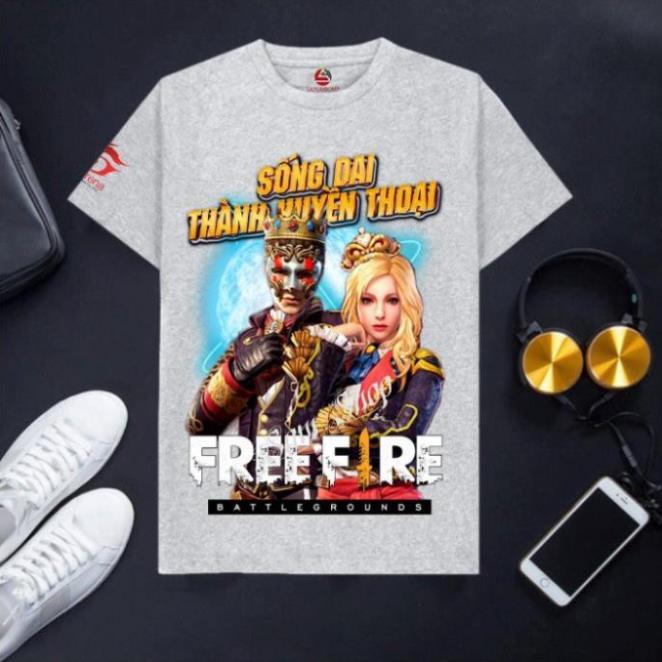 VHL Store Áo Free Fire cotton màu xám cổ tròn cực hot MÙA 2 VHL Store