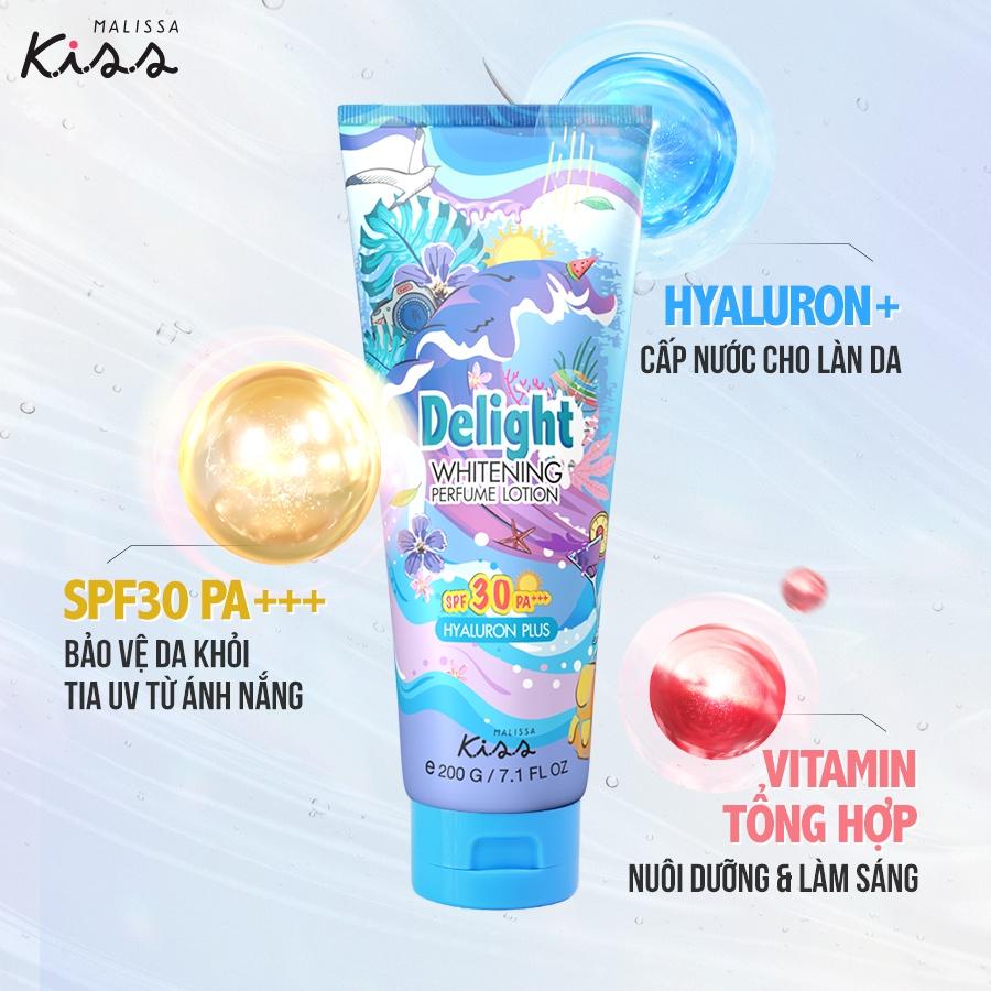 Bộ đôi Dưỡng Ẩm Chống Nắng Hương Nước Hoa Malissa Kiss SPF30 Pa+++ Delight và Gel Aloe Vera 99.5% Nha đam, sen tuyết