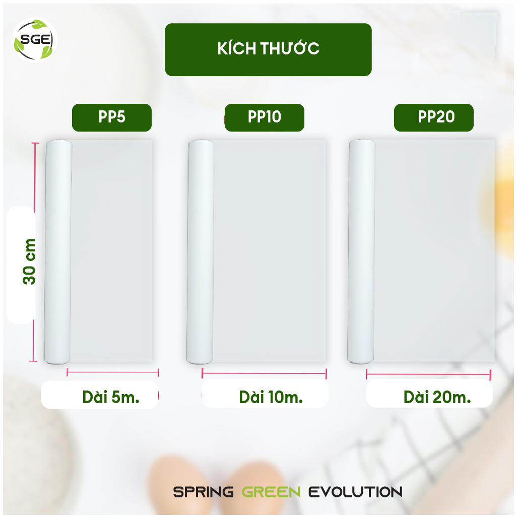 Cuộn Giấy Nến/ Giấy Nướng Bánh PP, Sử Dụng Đa Mục Đích Nướng Bánh, Hấp Bánh, Lót Nồi, Thấm Dầu Cực Tốt, Chịu Được Nhiệt Độ Tới 250 Độ . Cuộn Dài 500cm đến 2000cm, Có Đi Kèm Lưỡi Dao Cắt Tiện Dụng. Hàng Nhập Khẩu Chính Hãng Thailand