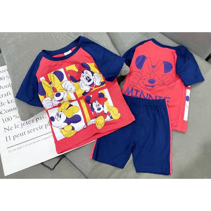 Bộ ngố cotton màu in hình dễ thương bé gái size đại - quần áo trẻ em