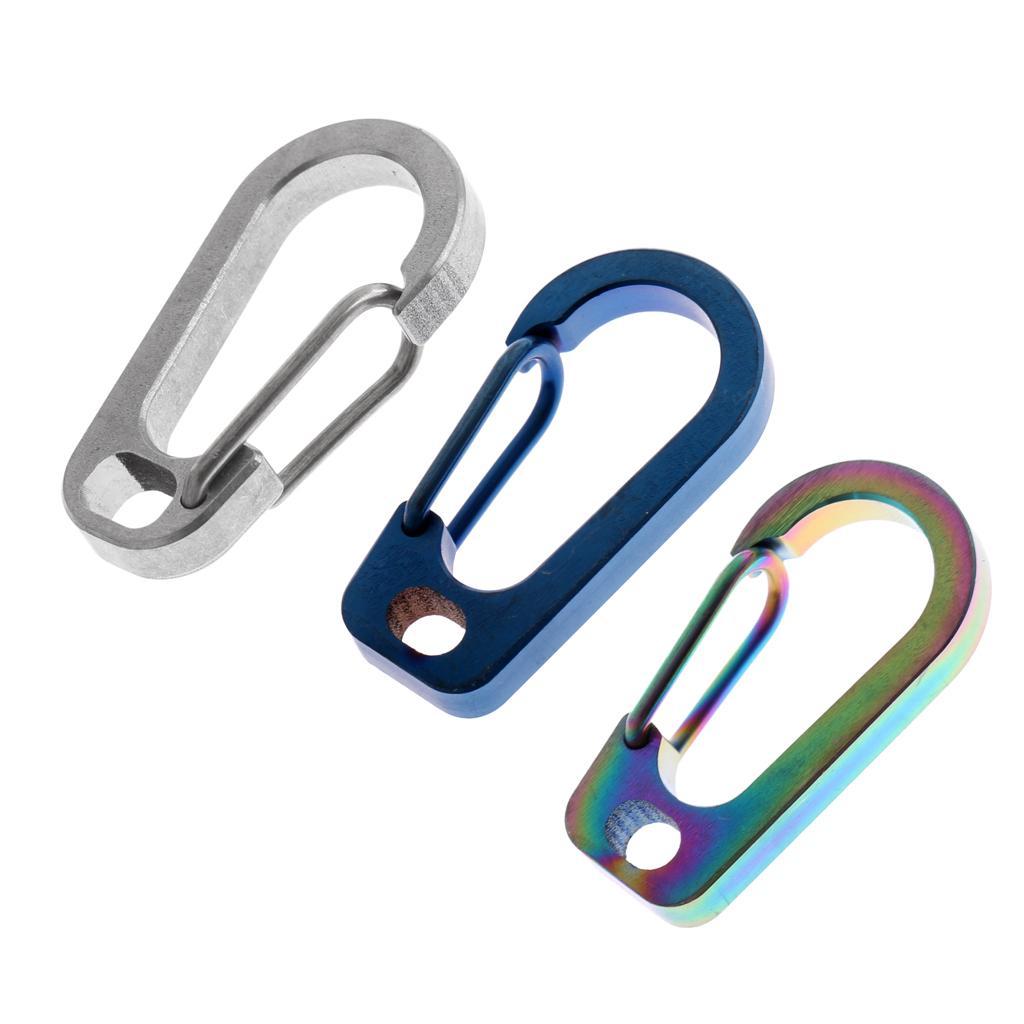 3pcs/set Titanium Alloy Carabiner Clip Keychain Quick Hook Buckle Outdoor Hiking Backpacking Accessories
