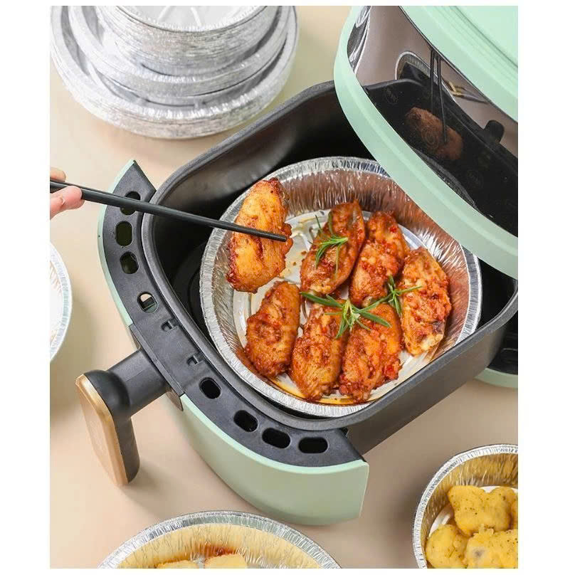 COMBO 20 Đĩa Giấy Bạc Lót Nồi Chiên Không Dầu, Khay Bạc Nướng Thực Phẩm 22cm