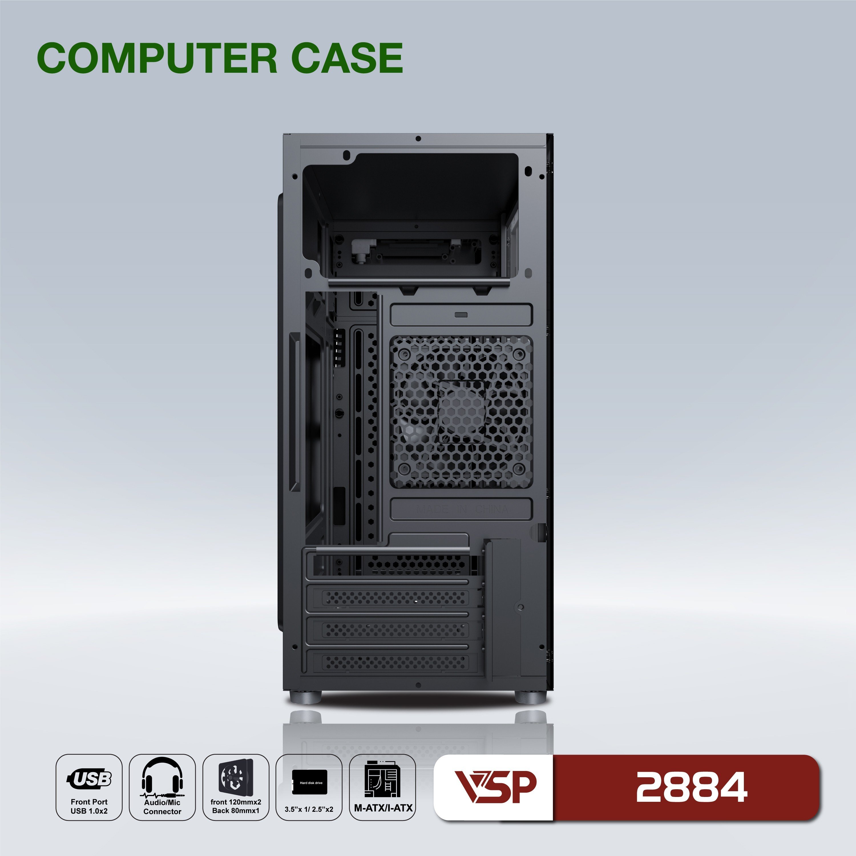 Vỏ máy tính Case VSP 2884 (Mini-ATX/M-ATX/ITX) - Hàng chính hãng Tech Vision phân phối