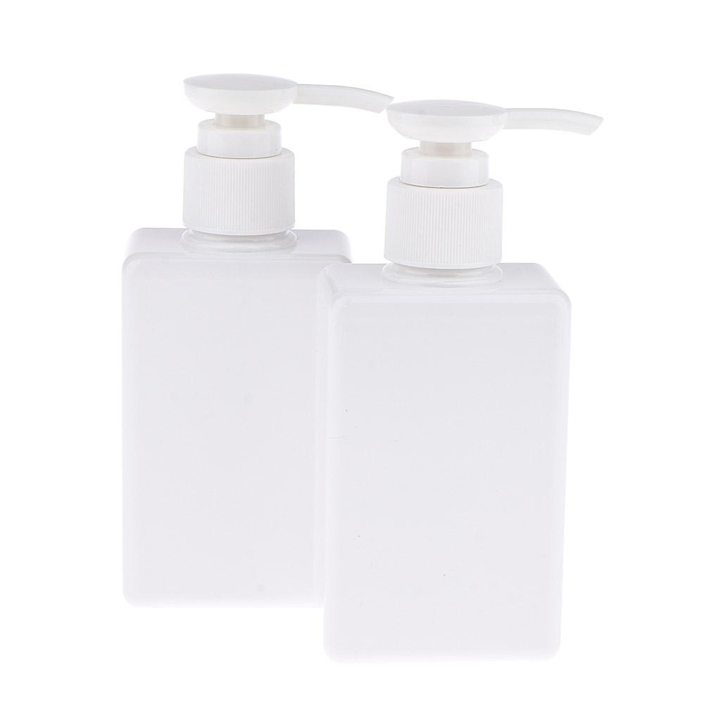 4Pcs Square Plastic Pump Bottle Shampoo Lotion Makeup Container Refillable
