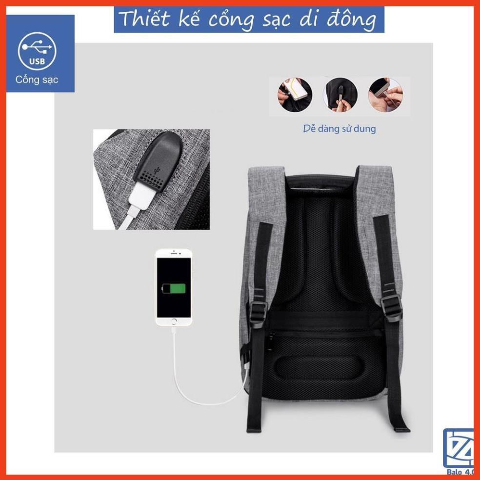 Balo TLG Balo nam nữ loại TO chống trộm Có Sạc Điện Thoại, Chống nước, Siêu Nhẹ CN1 màu xám 208200