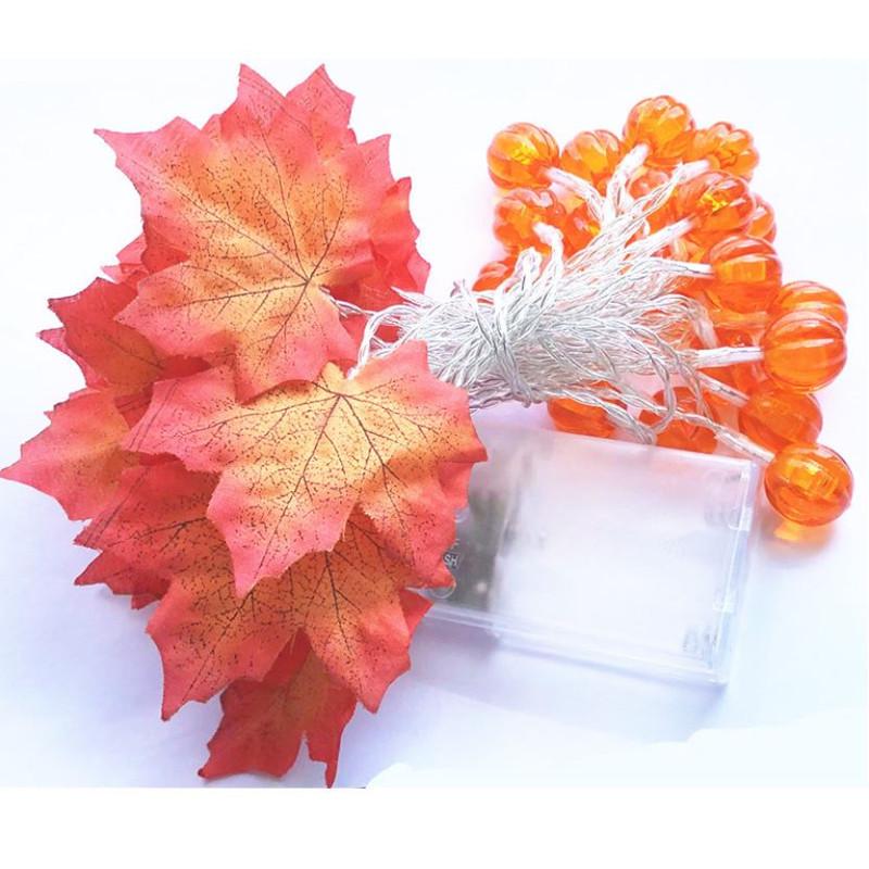 Dây đèn led hình bí ngô và lá phong dài 1.5/3m trang trí dịp halloween/ giáng sinh