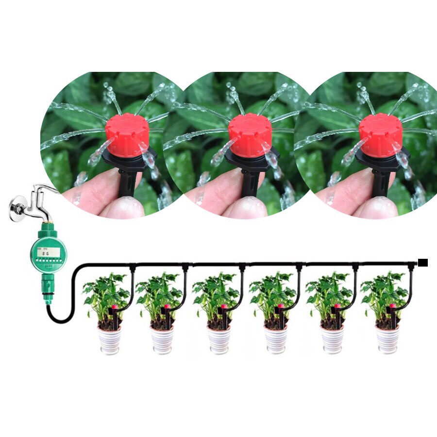 Bộ 5 đầu tưới tự động kèm đồng hồ hẹn giờ pin