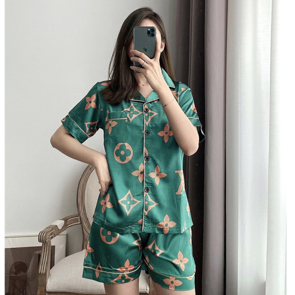 Pijama lụa đùi họa tiết Quảng Châu