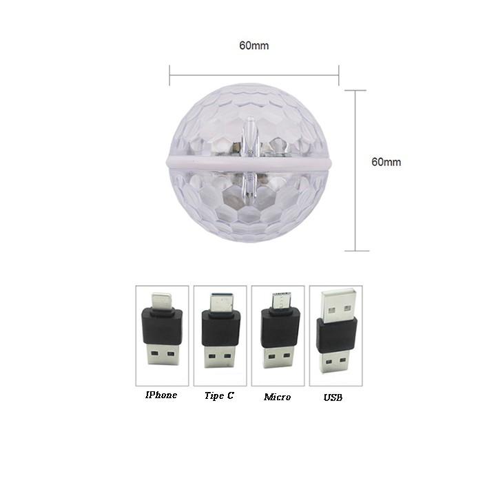 Bóng đèn Led vũ trường 7 màu, cổng usb cảm ứng nháy theo nhạc, ánh sáng 360 độ