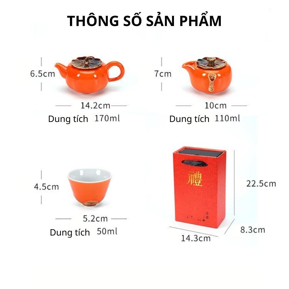 Bộ ấm chén uống trà gôm sứ cao cấp hình quả hồng ATQH00