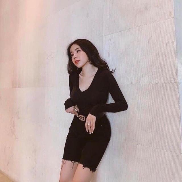 Quần ngố jean nữ lưng cao Doloxi vải co giãn cao cấp Q041