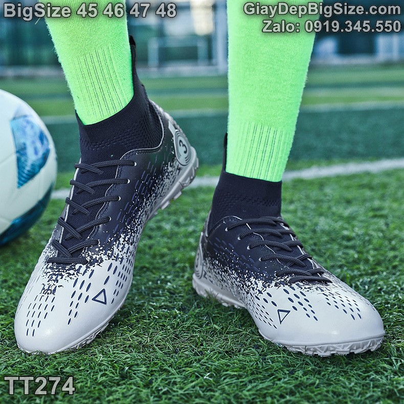 Giày đá bóng sân cỏ nhân tạo cỡ lớn 45 46 47 48 cho nam cao to chân ú bè. Big size soccer shoes for wide feet