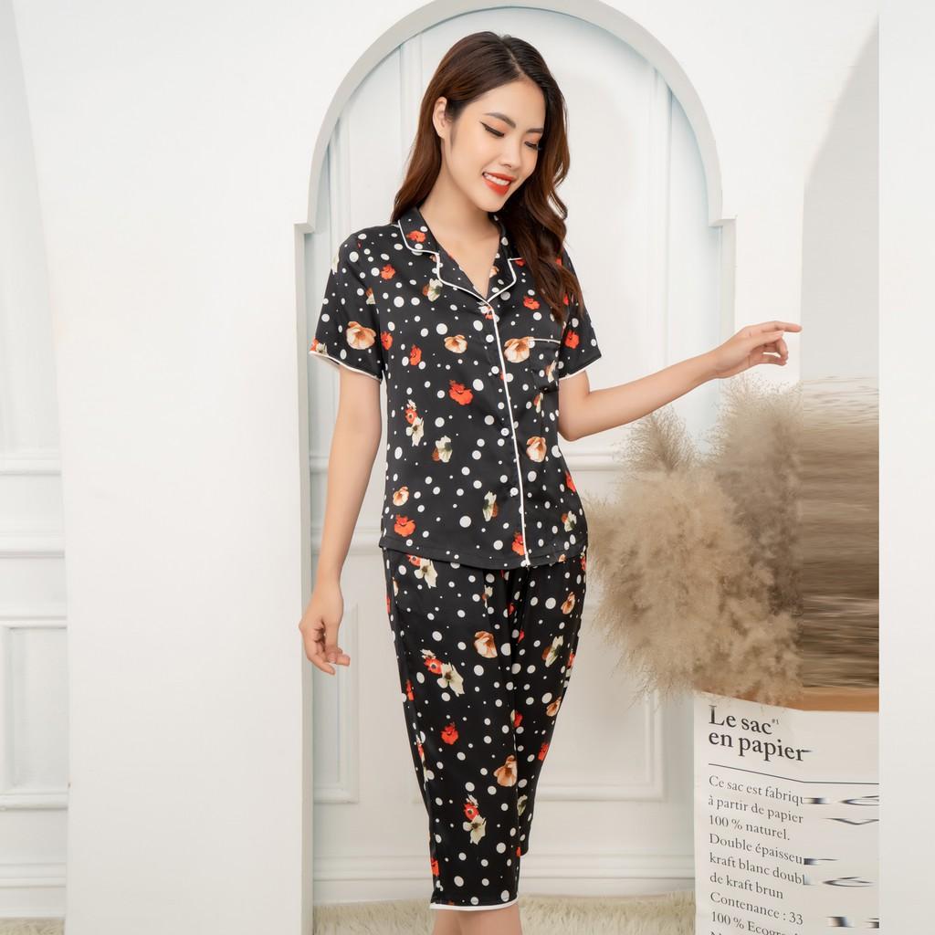 Bộ lửng mặc nhà nhiều màu cổ B Hoa Việt