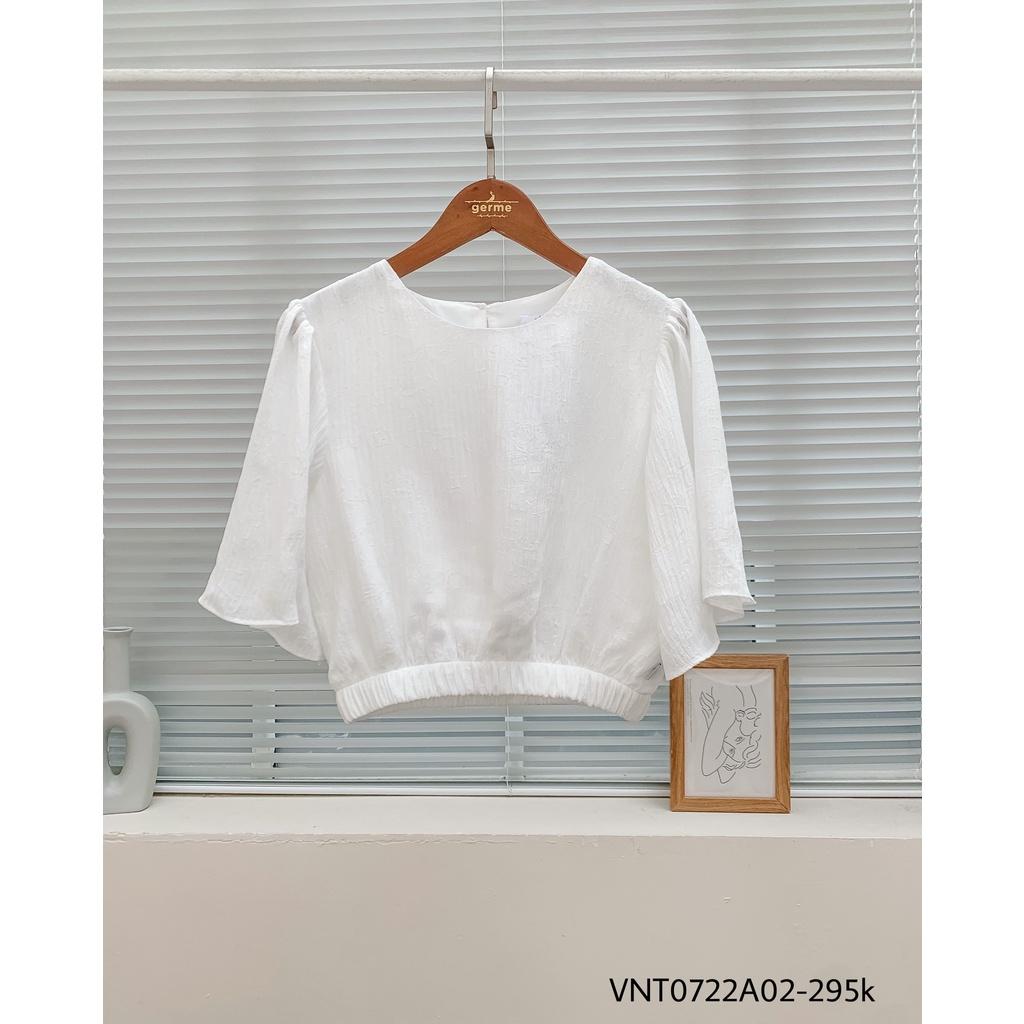 Áo croptop cổ tròn bo gấu tay lửng hàng thiết kế vnt0722a02 by germe