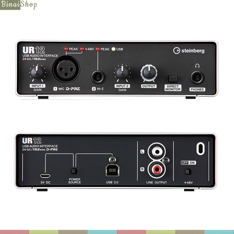 Steinberg UR12 - Sound Card USB Thu Âm Chuyên Nghiệp, Phần Mềm Cubase AI Bản Quyền