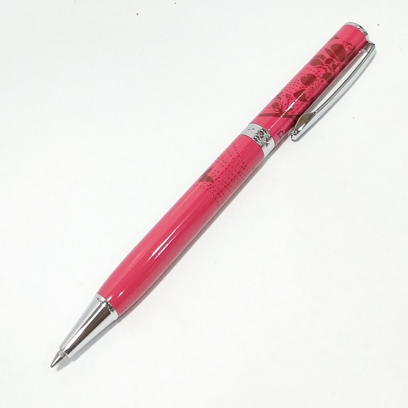 Bút Bi Kim Loại Nắp Vặn Cao Cấp Hoa Hồng Mực Xanh - Pentel B811B1-C