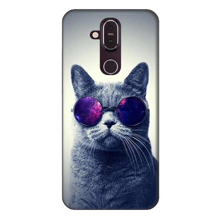 Ốp lưng dành cho điện thoại Nokia 8.1 Mèo Con Đeo Kính Mẫu 2