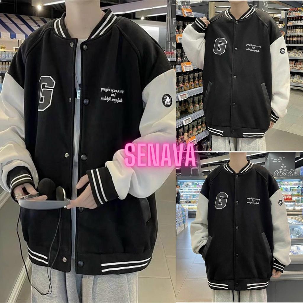 Hình ảnh Áo Khoác Bomber Nam Nữ Cardigan Form Rộng Chất Nỉ Bông Dày Dặn Unisex SENAVA