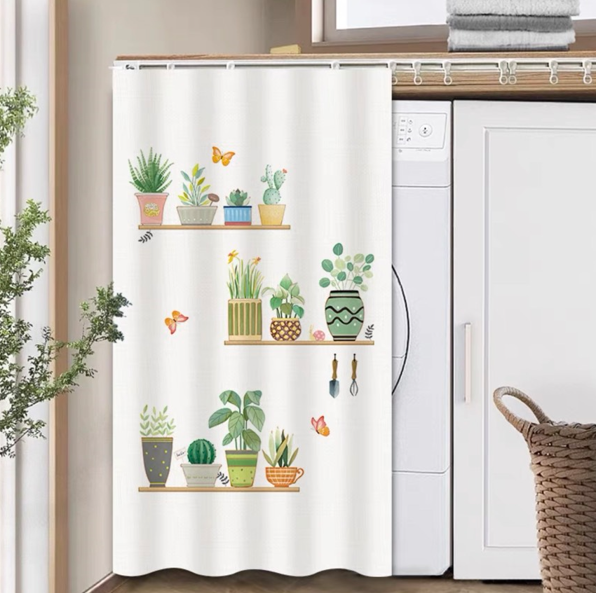 Rèm Vải Khoen Lỗ, Khoen Ri Đô, Rèm Dán KỆ HOA XƯƠNG RỒNG Vải Dày Khả Năng Chống Nắng Cao