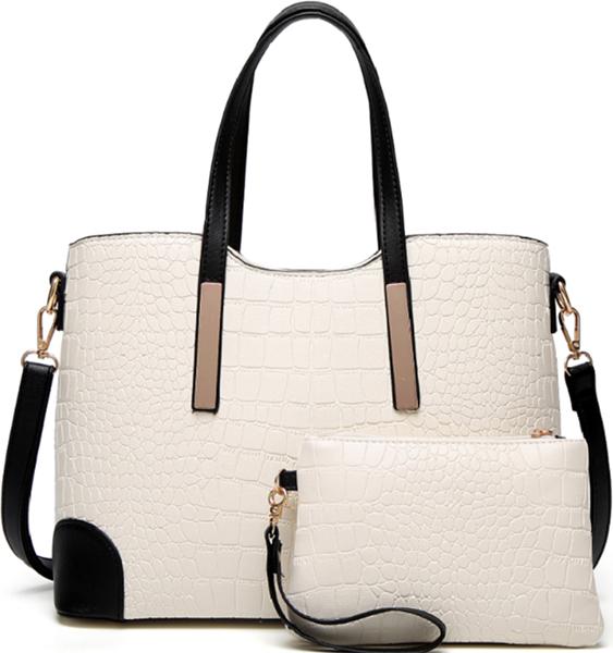 Women's Fashion Embossed handbag Large Capacity Multi-function Portable Shoulder cross body Bag 2PCS set