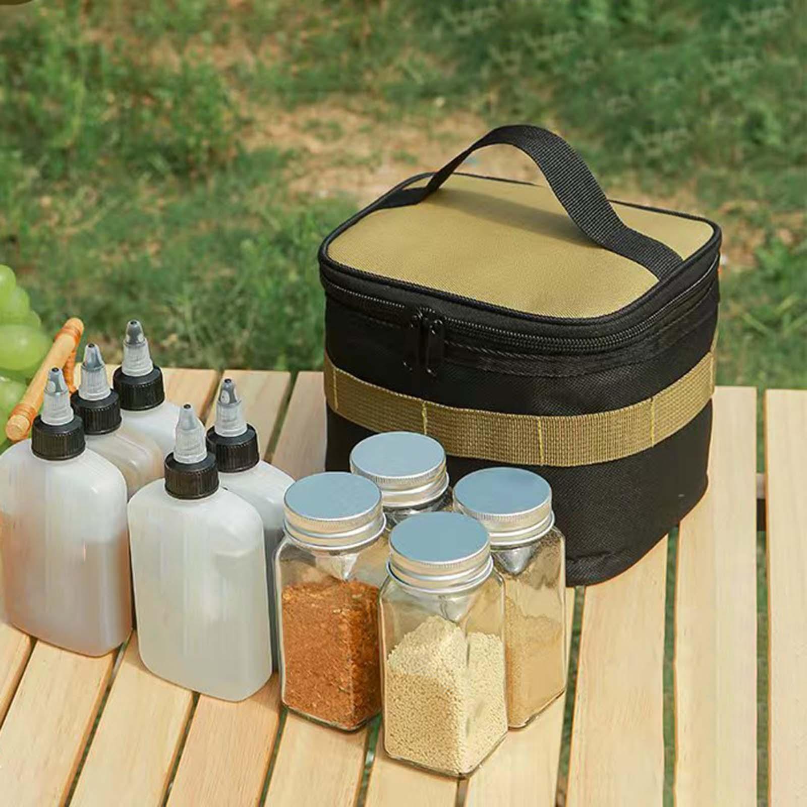 Camping Spice Jars Bag Travel Bag Tote Bag, Carrying Bag Sauce Pouch, Container Case Separable Storage Bag for Camp Cooking Outdoor Picnic BBQ