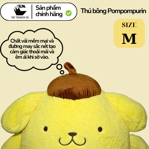 Thú bông Pompompurin M, Gấu Bông Sanrio Chính Hãng, Quà tặng đáng yêu, Sản phẩm chính hãng, Phân phối bởi Teenbox