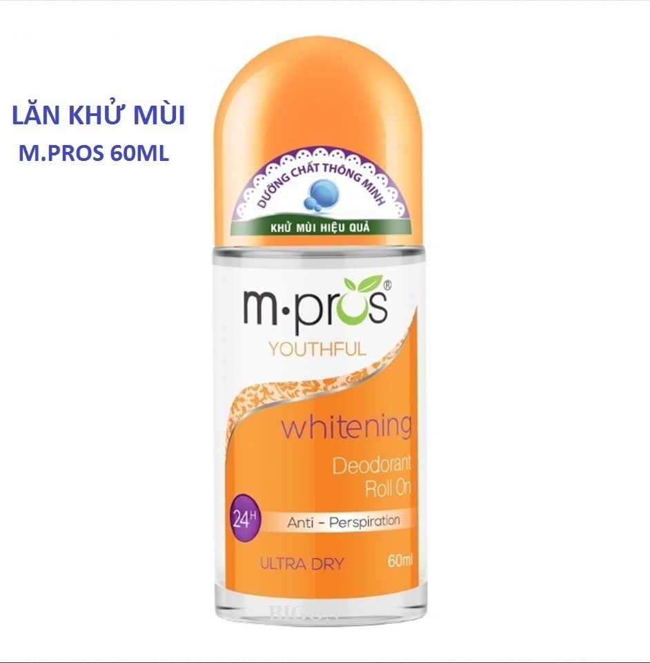 Lăn Khử Mùi M.Pros 60ml - Trắng Mịn - Trẻ Trung - Khử Mùi Hiệu Quả (Chai Cam)