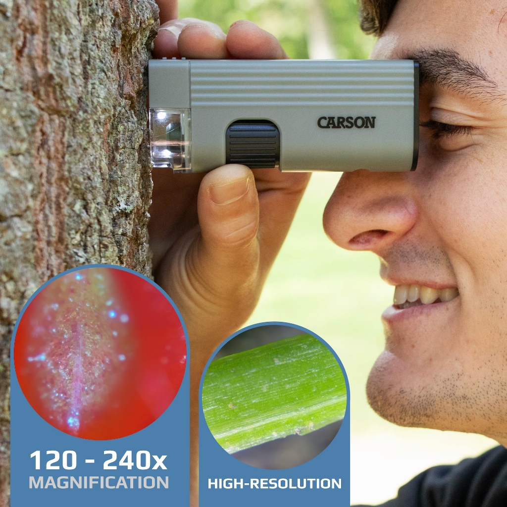 Kính hiển vi bỏ túi kèm kẹp điện thoại thông minh Carson MP-400 (120 - 240x) (Hãng Carson - Mỹ)- Hàng chính hãng